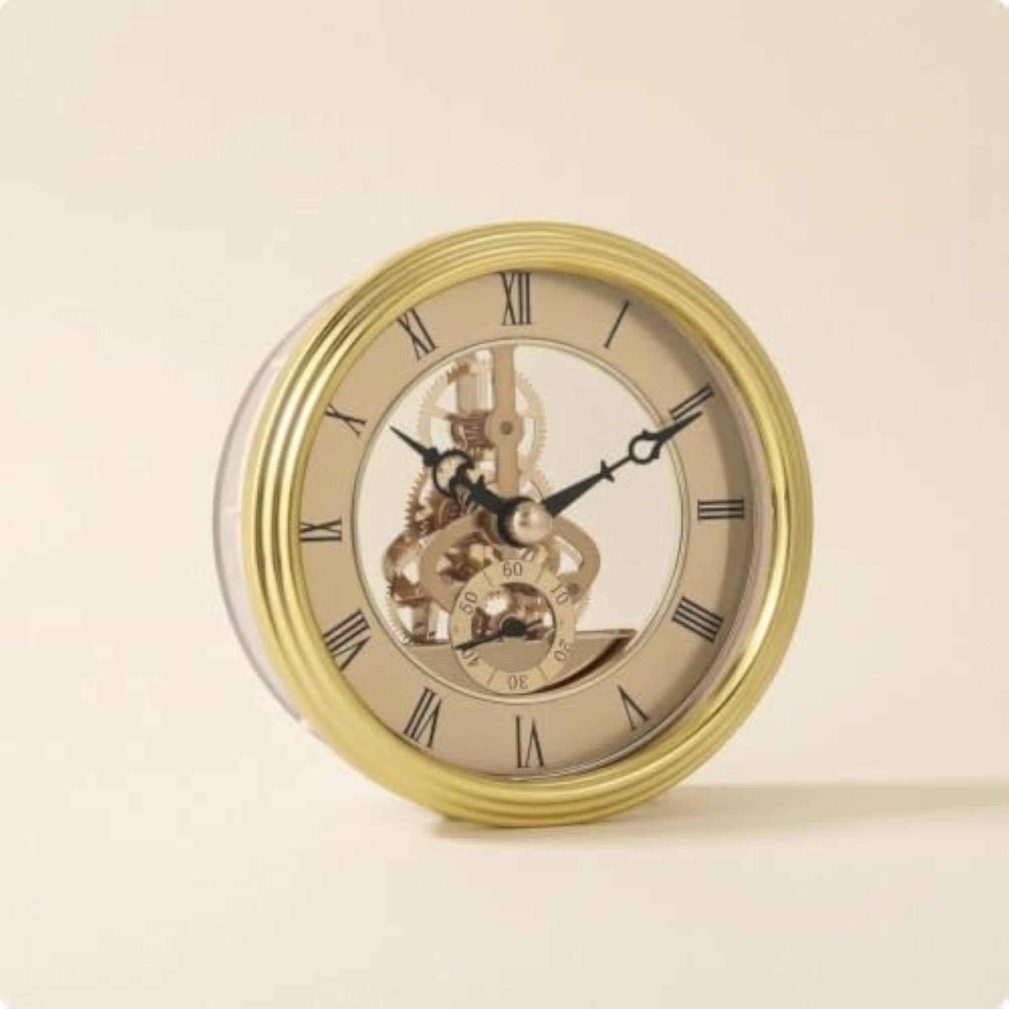 Round Clock Insert with Mechanical Gears