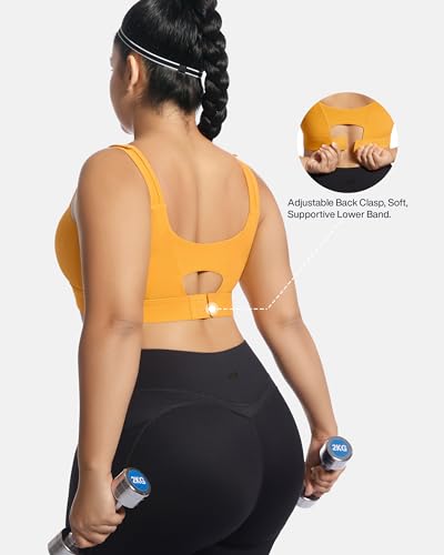 Image of Women's Sports Bra Wirefree Adjustable Medium-High Support Everyday Wear for Large Bust Plus Size with Removable Pads