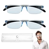 KURTOPLLY 2 Pcs Auto Focus Glasses, Automatic Zoom Reading Intelligent Self Adjusting Presbyopia Anti-Blue Light Glass Adjustable Presbyopic Color-Changing Smart Look Far And Near For Men Women(Blue)