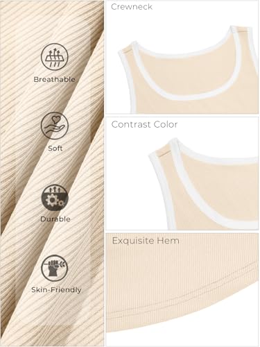 UNCLECAT Mens Sleeveless Tank Tops Workout Muscle Gym Knitted Shirt Athletic Bodybuilding Slim Fit Ribbed T Shirts Apricot — view 4
