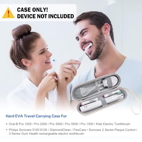 ProCase Elektrische Zahnbürste Etui für Oral B/Oral-B Pro/Philips Sonicare Electric Toothbrush Hülle Oral B Reiseetui Elektrischer Zahnbürstenhalter Behälter Travel Case -Beige 2