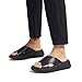 FitFlop F-Mode Leather Flatform Cross Slides All Black 10 M (B)