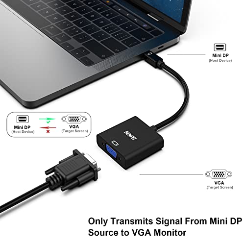 BENFEI Adaptateur Mini DisplayPort vers VGA, Mini DP vers VGA (Compatible Thunderbolt) Adaptateur Mâle vers Femelle Compatible pour PC ThinkPad SurfacePro