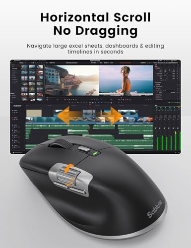 Image of SABLUTE Wireless Mouse for Laptop (2.4G+2BT+Wired),Ergonomic Optical Mice | 800mAH Rechargeable, Ultra-Fast Scrolling, Side Scroll, Quiet Clicks, 8K DPI, 5 Programmable Buttons, Work with Win /Mac- MAM6