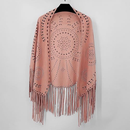 Suede Floral Hollow Out Fringe Tassel Wraps Shawl for Women Vintage Bohemian Capes Ponchos Beach Cardigan Cloak2