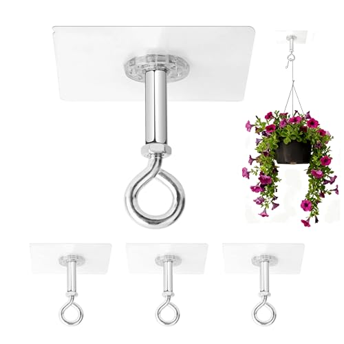YANGYIXIN Heavy Duty Adhesive Ceiling Hooks, 4-Pack Ceiling Hooks for