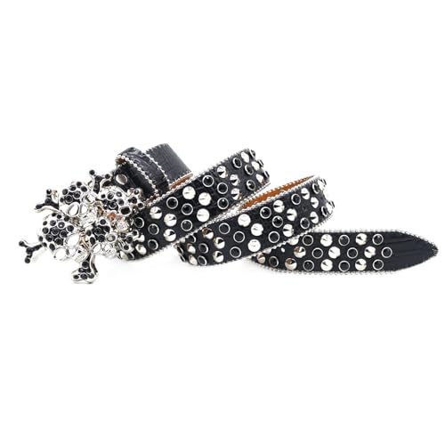 Glittered Belt Jeans Waistband Punk Rivets Studded Belt Jeweled Skull Waistband For Street Player Club Party Wear3