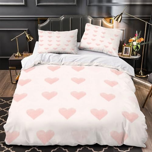 DFENILROP Rose Hes Housse de Couette 3D Imprimée Microfibre 3 Pièces Taie Douce Soft Romantic Parure de Lit Super Douce Entretien Facile for Femmes...