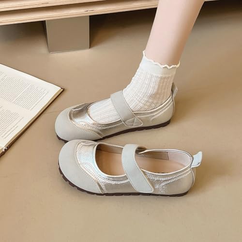 PU Leather Mary Jane Flats Women Casual Suede Flats Round Toe Ballet Flats Comfortable Dress Shoes Slip On Work Shoes 20252