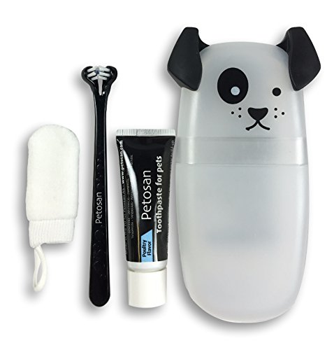 Petosan Dental Kit für Spielzeug Hunde und Welpen - Tierarztzugelassene Zahnbürste, Zahnpasta, Fingerbürstenset - Kleine Rassen, Welpen Mundpflege