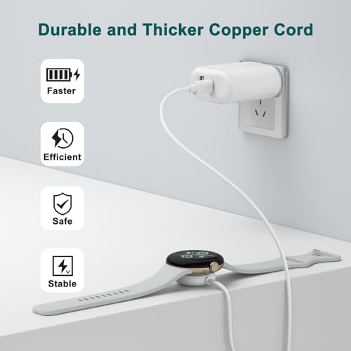 Image of Meliya Type-C Smartphone Charging Cable Intended for Google Pixel Watch 3 /Pixel Watch 2 Charger, Magnetic Charging Cable Cord Adapter 3.3ft /100cm (White)