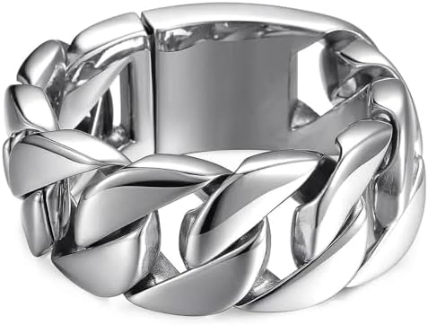 ROWIN&CO Jewelry Huge 32mm Mens Chunky Bracelet Heavy Sturdy 316L Stainless Steel Cuban Chain with Box Lock Clasp, 9.5 Inch/10.5 oz