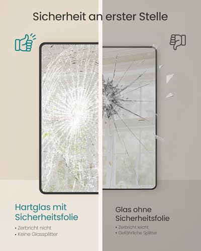 SONGMICS Spiegel für Bad, Wandspiegel, rechteckiger Spiegel, Aluminiumrahmen, 91 x 61 cm, mit Sicherheitsfolie, 2 Aufhängemöglichkeiten, für Wohn-, Schlaf- und Badezimmer, tintenschwarz LWM010BD01