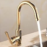 Miscelatori per lavello da cucina Rubinetti da cucina dorati, Rubinetto da cucina monocomando dorato, Maniglia monoforo Rubinetto miscelatore acqua girevole Grado Facile da installare Double the