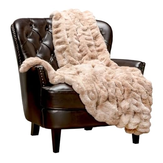 Chanasya Ruched Luxurious Soft Faux Fur Throw Blanket - Fuzzy Plush and Elegant with Reversible Mink Blanket for Sofa Chair Couch Living Room Birthday Gift and Home Decor (50x65 Inches) Beige