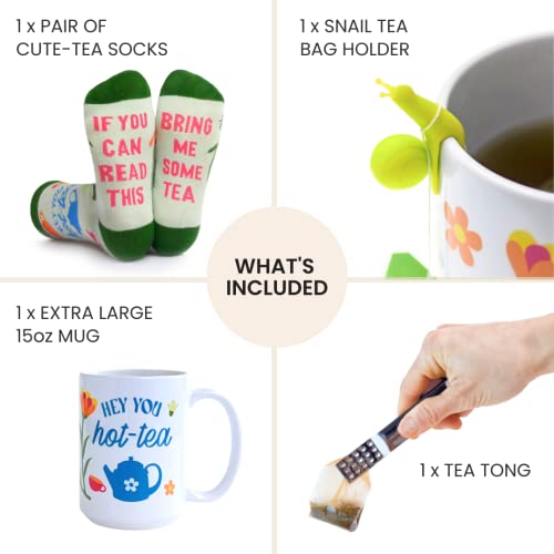 Tea Lovers Gifts For Women | Tea Gift Sets With Mug, Tea Bag Squeezer, Tea Bag Holder And If You Can Read This Novelty Fun Socks. Unique Tea Drinkers Gifts For Her, Mom, Grandmother, Teacher #TOP2