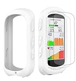Buoluoioir Hülle für Garmin Edge 1050 + 2 Schutzfolien, Weiche Silikonhülle Stoßfest für GPS Fahrradcomputer Radfahren Tourenfahrten, Vollständiger Gehäuseschutz für Garmin Edge 1050, Weiß