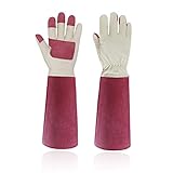 HANDLANDY Rose Pruning Gardening Gloves for Men & Women, Thornproof Long Gauntlet Gloves, Pigskin Le