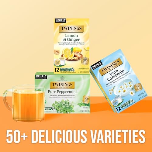 Twinings Herbal Camomile Tea K-Cup Pods for Keurig, Naturally Caffeine Free, Made with Pure Camomile Blossoms, 12 Count (Pack of 6)