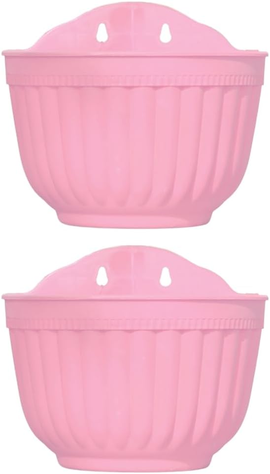 LERONO Pack of 2 Wall Hanging Flower Planter Plant Pot Plastic