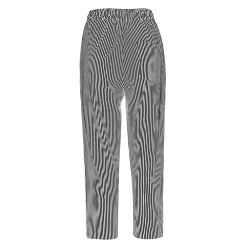 Striped Linen Pants Women Linen Capri Pants Lightweight Spring Summer for Women 2025 Ladies Pinstripe4