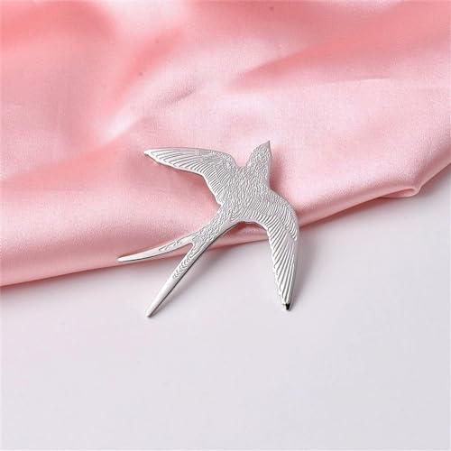 Image of Lovely Swallow Animal Brooch Bird Lapel Pin Badge for Women Men Simple Metal Cute Dress Suit Accessories Birthday Xmas Wedding Fashion Jewelry Gift Collection Ornament