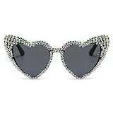 mincl Cute Women Heart Sunglasses Fashion Shiny Bling Diamond Sunglasses Polygonal Pink Rhinestone S