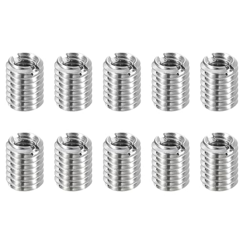 sourcing map Thread Adapters Sleeve Reducing Nuts, 10Pcs M6*1 Male to M4*0.7 Female Stainless Steel Nuts Screws Reducer Conversion Fastener, Threaded Insert Repair Sleeve Reducer Nut, Silver