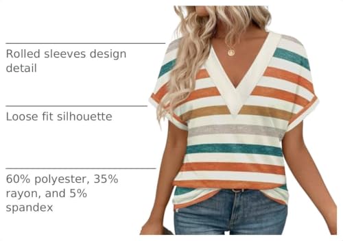 Image of T Shirts Short Sleeve V Neck Tees Womens Tops Beach Vacation Fashion Clothes 2026 Casual Summer Spring Fall Outfits