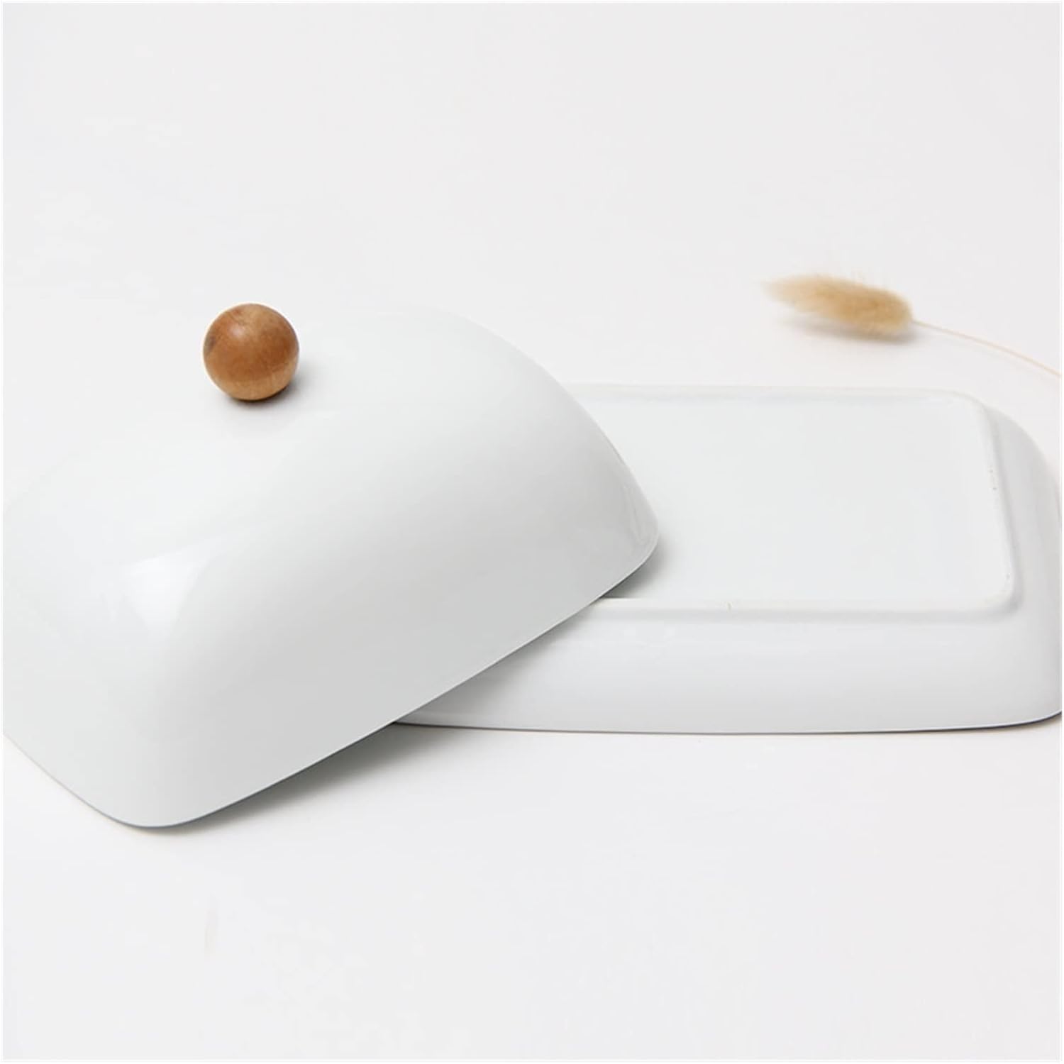 butter dish Ceramic Butter Sealing Tank with Lid Cheese Server Storage Keeper Tray Cheese Dish 7 Inch Butter Plate (Color : A)