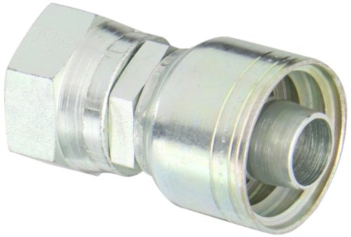 Image of Aeroquip 1AA14FJ12 Carbon Steel Global TTC (Thru the Cover) Crimp Hose Fitting Female JIC Swivel, Straight, 3 /4 inch Hose ID, 1-3 /16 inch - 12 Thread