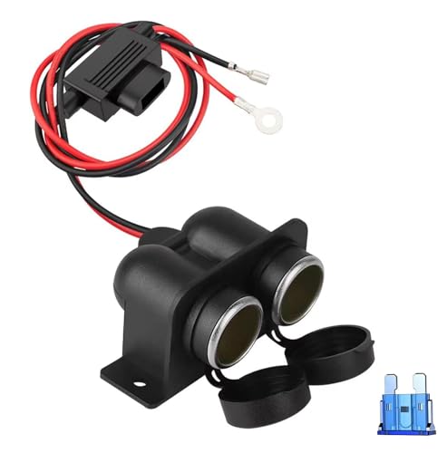 Zigarettenanzünder Verteiler, Wasserdicht Marine Grade DC 12V/24V 2 Fach KFZ zigarettenanzünder Adapter,Mit 15A Sicherung (CL05)