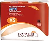 Tranquility ATN (All-Through-The-Night) Adult Disposable Briefs - XS - 100 ct, White