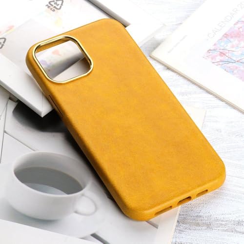 Étui de téléphone en cuir jaune pour iPhone 12 Pro Max, coque souple fine