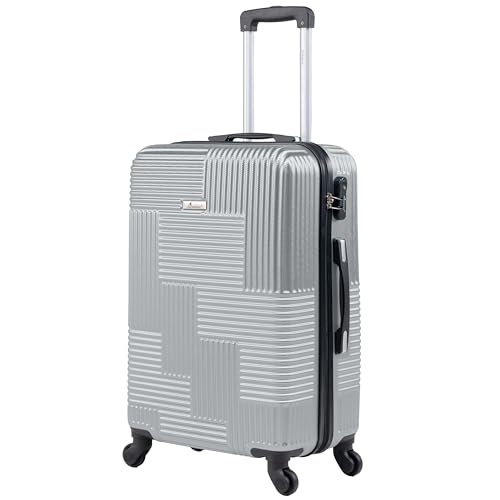 Senator Hard Case Checked Bag 28 Inches Large Suitcase with Wheels for Unisex – KH110 | ABS Lightweight Hard Shell Luggage with Spinner Wheels 4 (Checked Luggage 28-Inch, Silver)