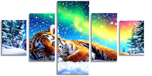 Diamond Painting Tigre Mefooge 5 Pack : Kit Complet Broderie Diamant 150x75cm