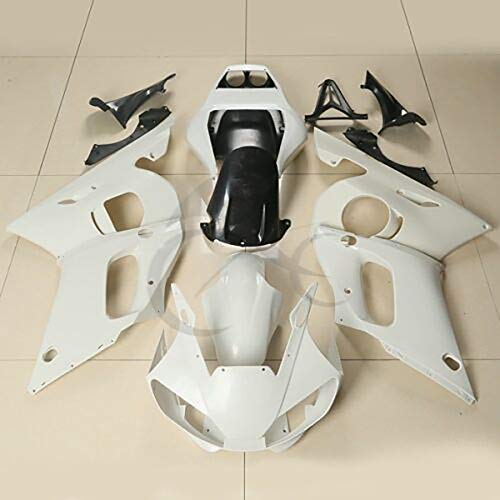 XFMT Motorcycle White Unpainted ABS Plastic Fairing Cowl Bodywork Set Compatible with YAMAHA YZF R6 YZF-R6 1998 1999 2000 2001 2002