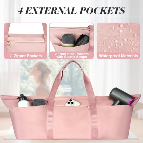 Aucuu Large Yoga Mat Bag, Yoga Mat Tote Carrier, Gym Bag, Yoga Bag, Long Pilates Bag, with Adjustable Carry Strap, Bottle Pocket and Wet Compartment, Travel Yoga Gym Bag for Women Men for Yoga Gym - Image 5