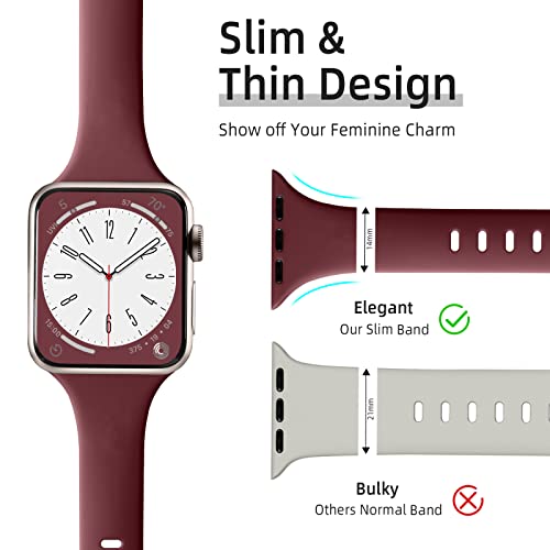 Image of Lerobo Thin Slim Bands Compatible with Apple Watch Bands 42mm 44mm 45mm 46mm iWatch Bands Series 11 10 9 8 7 6 5 4 SE for Women Men, Soft Narrow Sport Strap Wristband