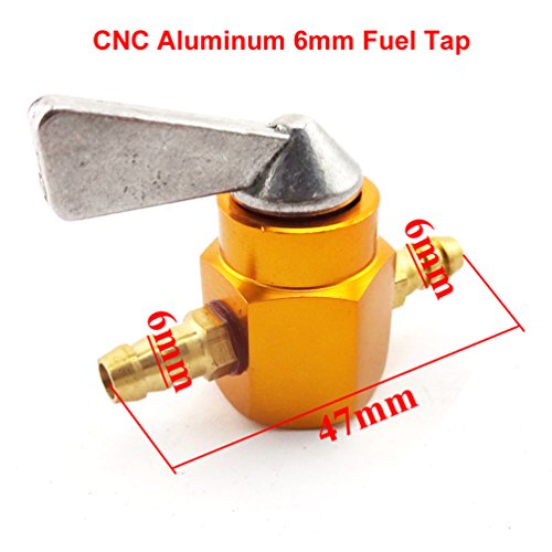 XLJOY Gold Petrol Gas Tank Fuel Tap Inline Petcock Valve Switch 6mm 1/4\" Inch for Pit Dirt Motorcycle Motocross Bike ATV Quad - Thumbnail 2