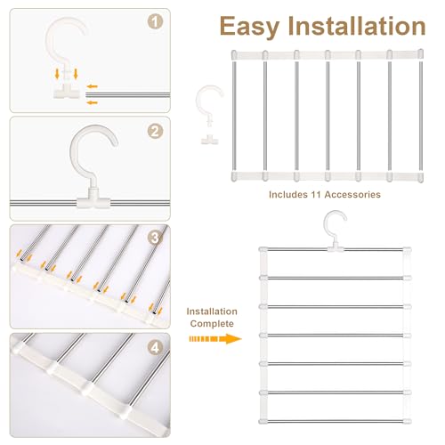 Hosenbügel,3 Stück kleiderbügel Hosen，Hosenbügel platzsparend，Faltbare hosenbügel mit 360° Drehbar Haken für Aufhängbarer Hosen,Röcke,Schals,Bettlaken,Krawatten und Kleiner Kleidungsstücke