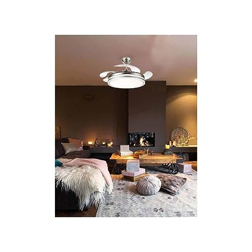 Miniatura 6 de Todolampara - Ventilador De Techo Con Luz Led 36w Motor Dc Modelo Bayomo Blanco, 3 Tonalidades, Aspas Retráctiles, 6 Velocidades, Control Remoto, Memoria, Temporizador, Silencioso Y Bajo Consumo