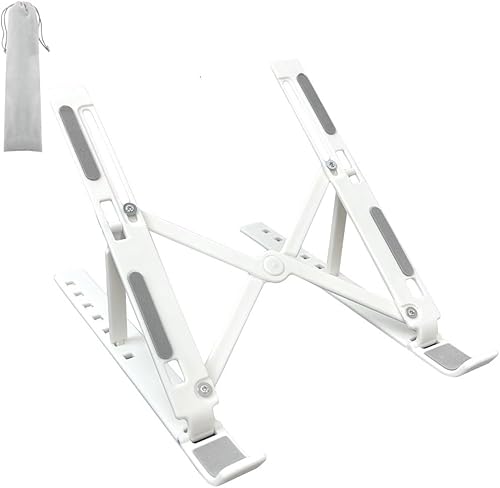 Adjustable Laptop Stand for Desk, Foldable Portable ABS + Silicone Notebook Holder, Ventilation Cooling Laptop Stand, for 10-17 Inch Laptops and