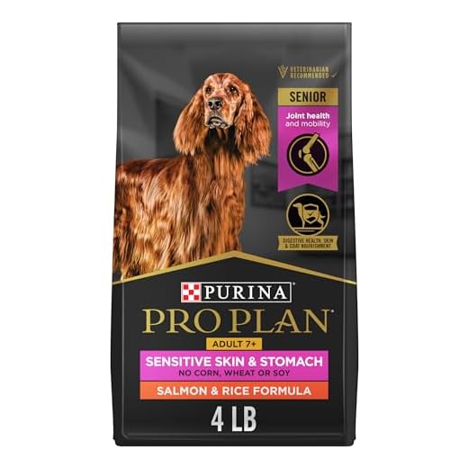 Purina Pro Plan Sensitive Skin and Stomach Dry Dog Food Senior Adult 7 Plus Salmon and Rice Formula - 4 lb. Bag