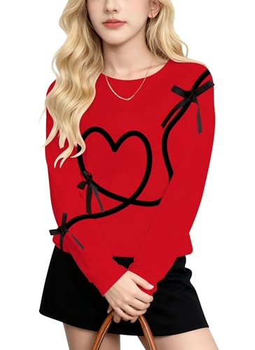 Image of Valentines Shirts for Girls Toddler Cute Love Heart Long Sleeve Casual Tee Tops