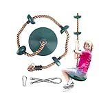 Schaukel Outdoor Kinder Kletterseil Schaukel mit Plattform, für Kinder Baum Scheibe Schaukel Kletterseil Draussen Tellerschaukel für Garten, belastbar bis ca. 200kg