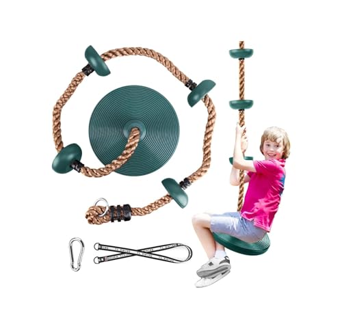 Schaukel Outdoor Kinder Kletterseil Schaukel mit Plattform, für Kinder Baum Scheibe Schaukel Kletterseil Draussen Tellerschaukel für Garten, belastbar bis ca. 200kg
