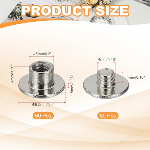 image for PATIKIL Chicago Screws, 60set M5 x 4mm Carbon Steel Phillips Head Scre