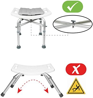 KMINA - Shower Stools for Elderly (330 lbs) with Double Reinforced Crossbar and Cushion, Bath Seat for Adults, Padded Shower Chair, Heavy Duty Shower Seat White, Free Assembly - Made in Europe