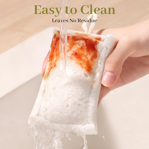 Image of JOYMOOP Compressed Cellulose & Loofah Scrubbers, Non-Scratch Scrub Sponge, Kitchen Sponges for Dishes, 24-Pack, Dual-Sided Dish Sponge for Nonstick Cookware & All Surfaces